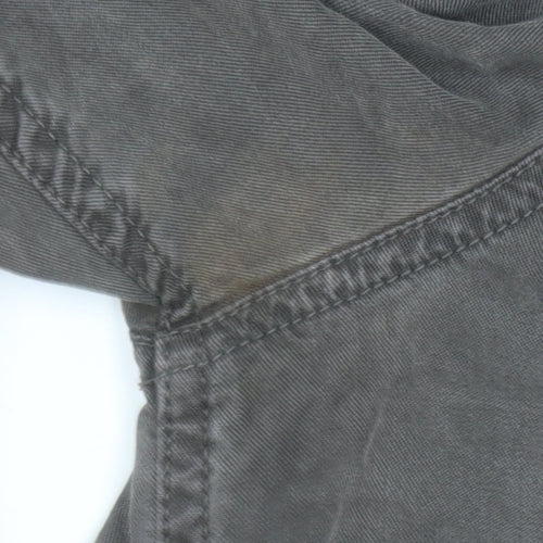 Superdry Women's Grey Military Button-Up Cotton Shirt M