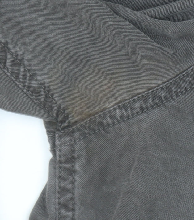 Superdry Women's Grey Military Button-Up Cotton Shirt M