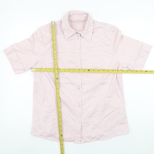 Gerry Weber Women Pink Cotton Blend Short Sleeve Button-Up Shirt Size 14