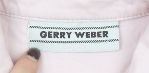 Gerry Weber Women Pink Cotton Blend Short Sleeve Button-Up Shirt Size 14