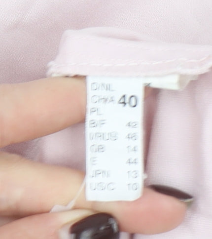Gerry Weber Women Pink Cotton Blend Short Sleeve Button-Up Shirt Size 14