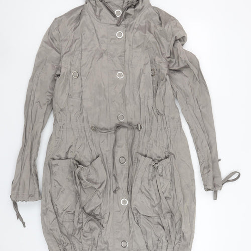 Oasis Women’s Grey Hooded Parka Jacket Size 8 Drawstring Waist