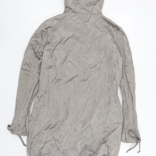 Oasis Women’s Grey Hooded Parka Jacket Size 8 Drawstring Waist