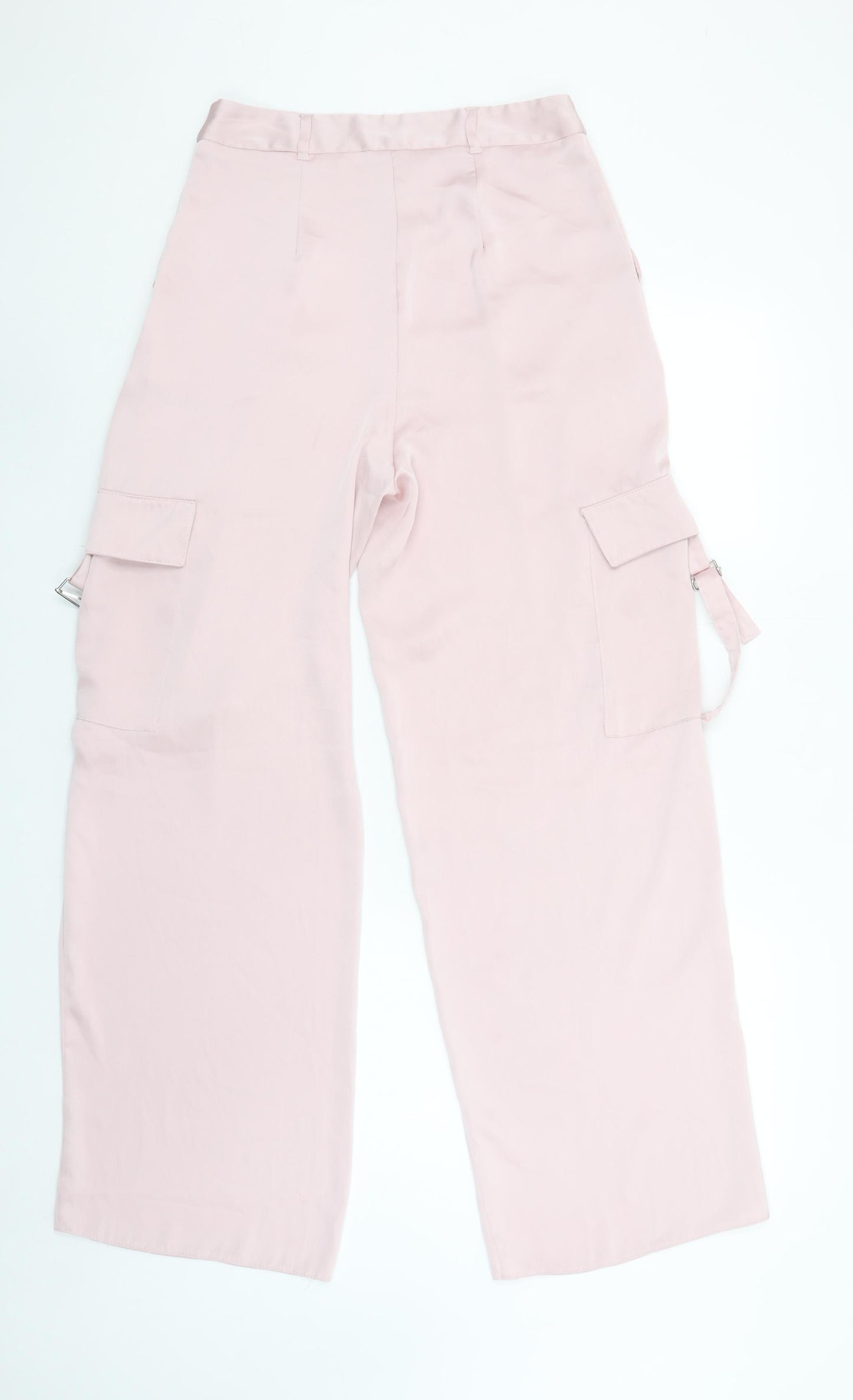 Primark Women Pink Cargo Trousers Size 10 Polyester Wide-Leg