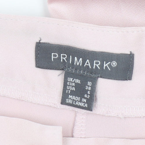 Primark Women Pink Cargo Trousers Size 10 Polyester Wide-Leg