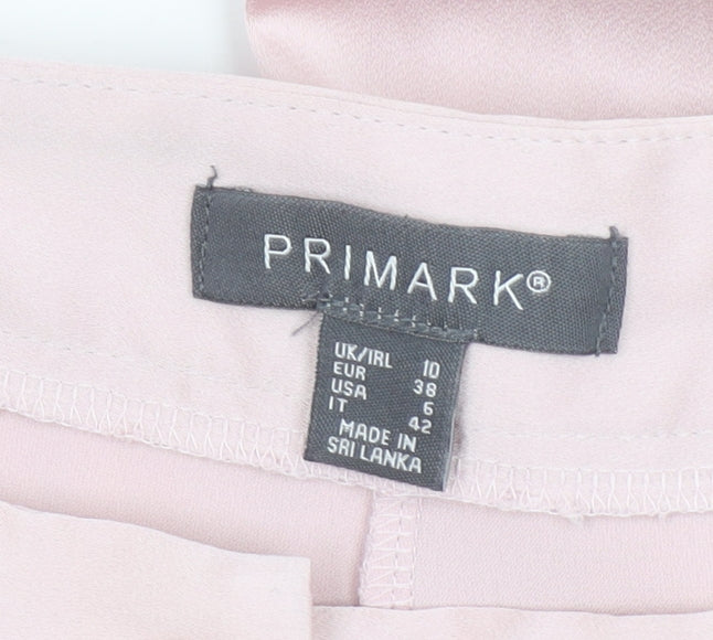 Primark Women Pink Cargo Trousers Size 10 Polyester Wide-Leg