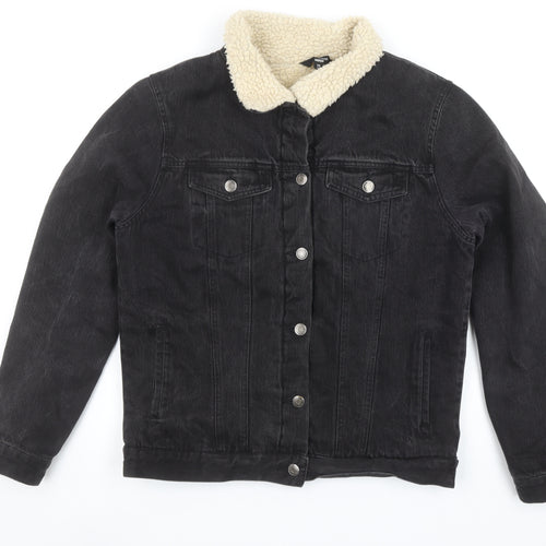 Glassons Women’s Black Denim Sherpa Lined Jacket Size 10