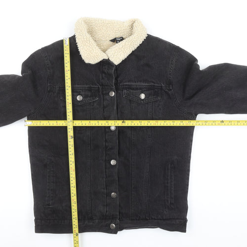 Glassons Women’s Black Denim Sherpa Lined Jacket Size 10