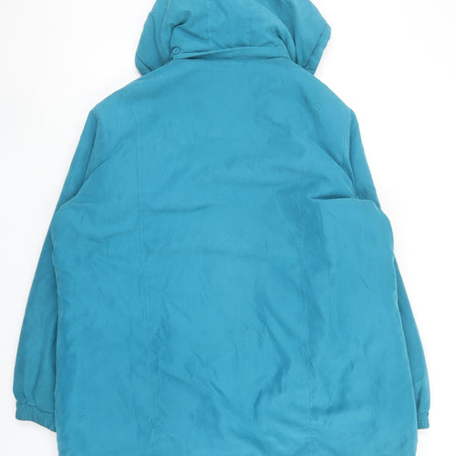 Damart Women’s Blue Hooded Parka Coat XL Quilted Lined Jacket