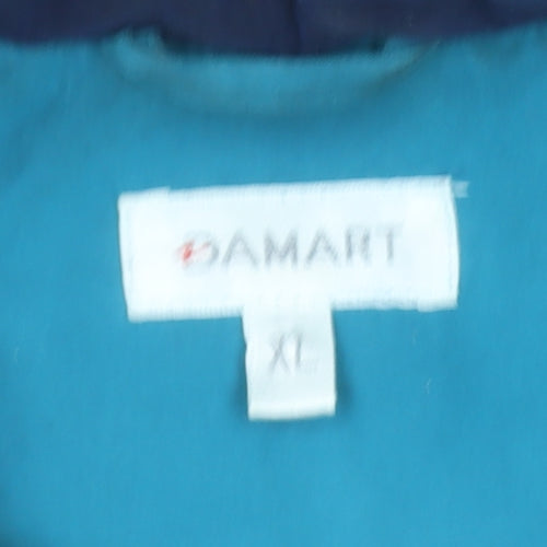 Damart Women’s Blue Hooded Parka Coat XL Quilted Lined Jacket