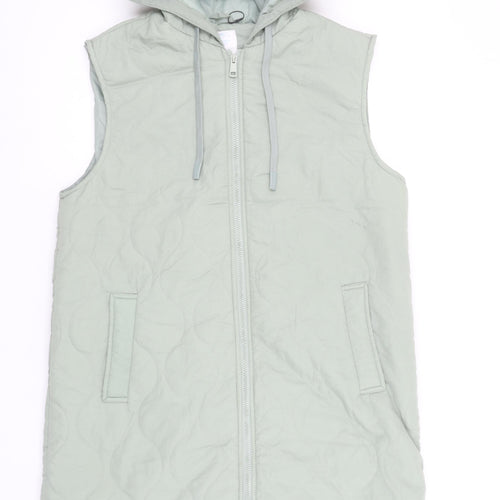 Primark Womens Green Quilted Hooded Waistcoat M
