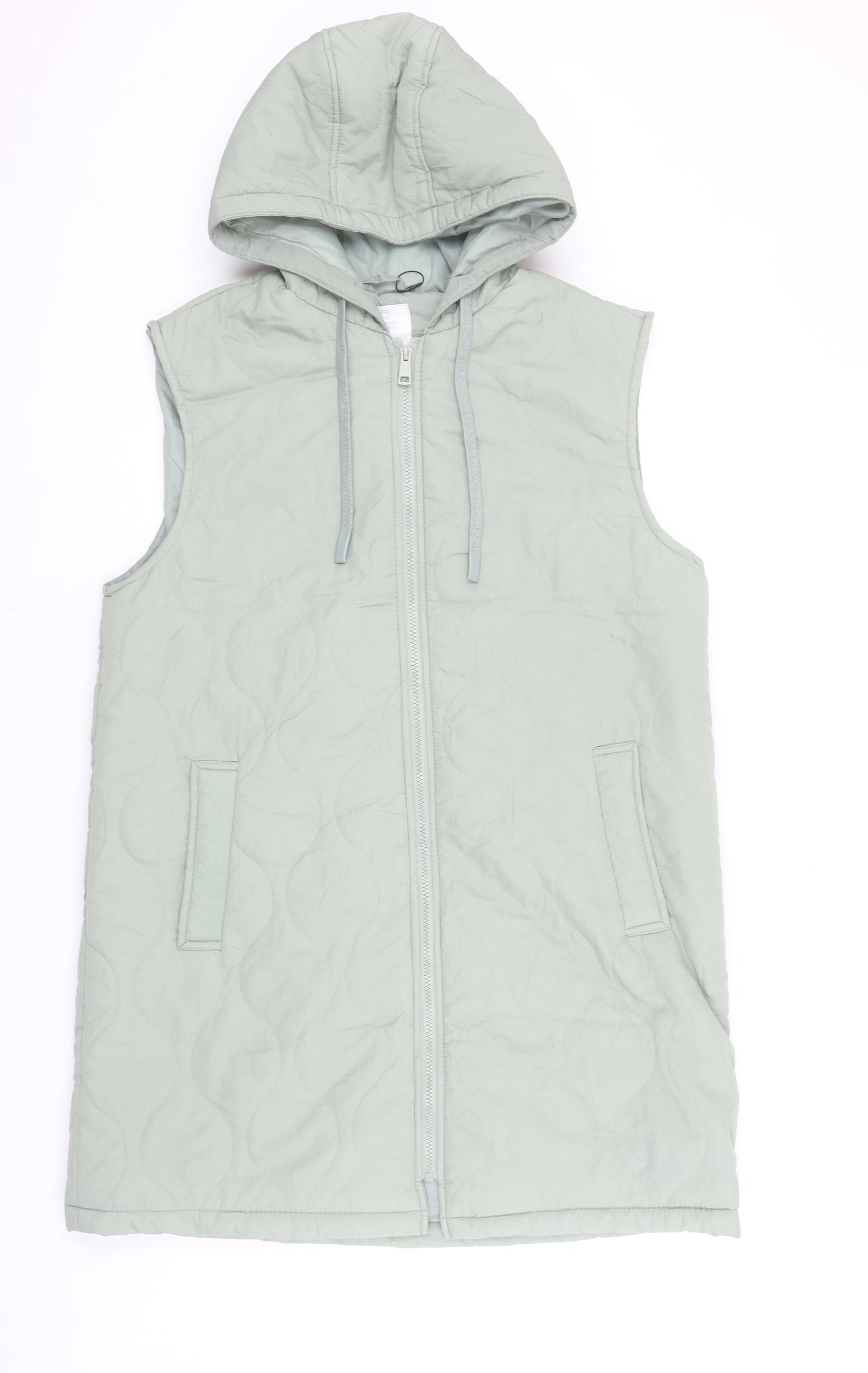 Primark Womens Green Quilted Hooded Waistcoat M