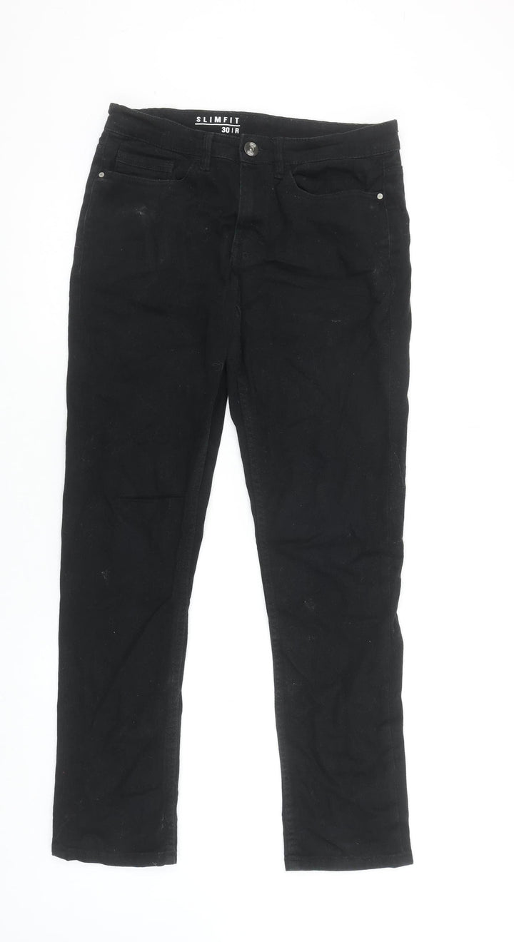 George Men's Black Slim Fit Jeans 30R Denim Stretch
