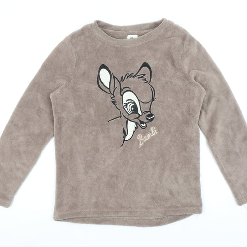 Disney Bambi Brown Fleece Pyjama Top Women XS Long Sleeve