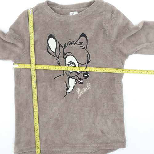 Disney Bambi Brown Fleece Pyjama Top Women XS Long Sleeve
