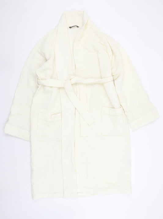 Christy Women's Ivory Cotton Waffle Robe Kimono Style M