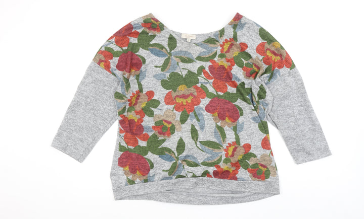 Bellambie Women's Grey Floral Tunic Blouse XL Relaxed Fit 3/4 Sleeve