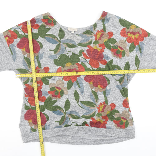 Bellambie Women's Grey Floral Tunic Blouse XL Relaxed Fit 3/4 Sleeve