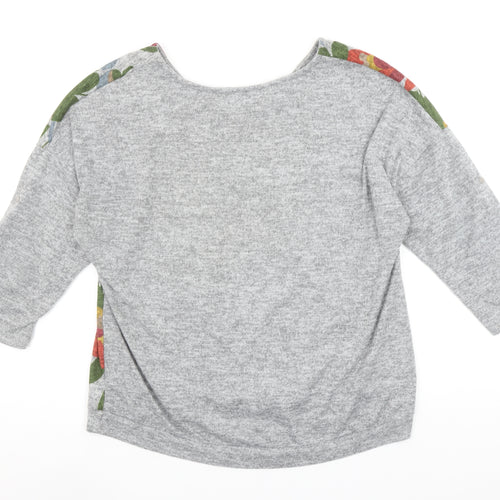 Bellambie Women's Grey Floral Tunic Blouse XL Relaxed Fit 3/4 Sleeve