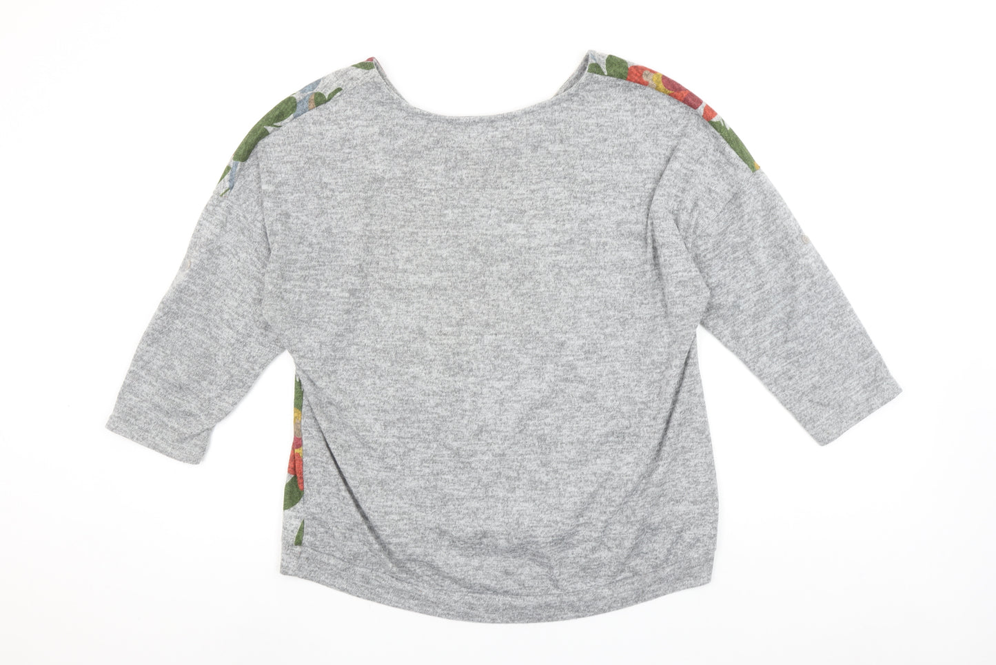Bellambie Women's Grey Floral Tunic Blouse XL Relaxed Fit 3/4 Sleeve