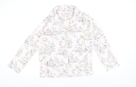 Disney Womens Pink Bambi Floral Pyjama Top UK 12-14 Polyester Long Sleeve