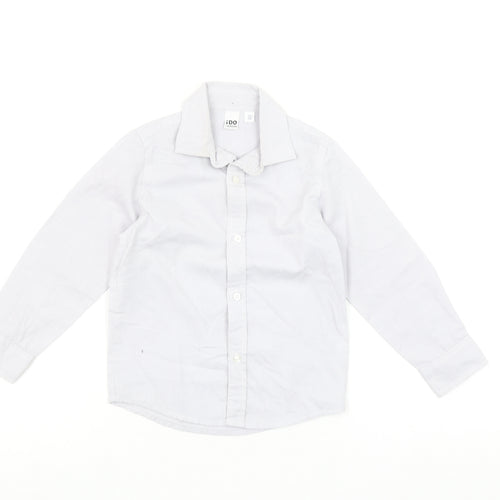 iDO Boys White 4 Years Button-Up Long Sleeve Cotton Shirt