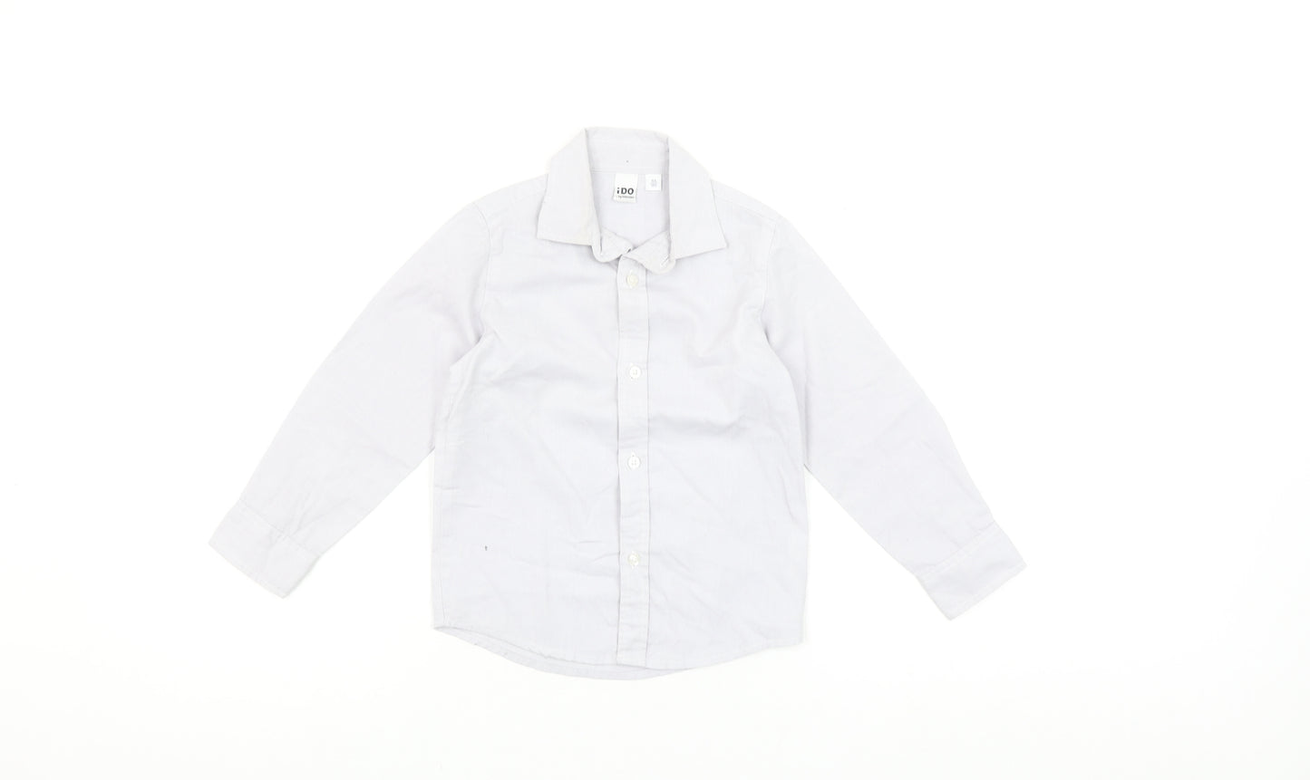iDO Boys White 4 Years Button-Up Long Sleeve Cotton Shirt