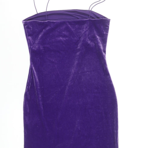 H&M Women’s Purple Velvet Bodycon Mini Dress Size 8