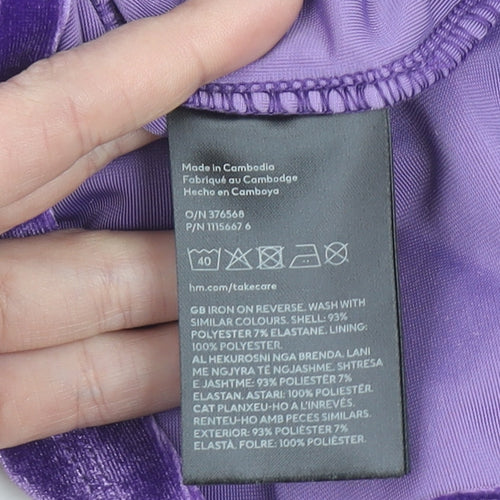 H&M Women’s Purple Velvet Bodycon Mini Dress Size 8