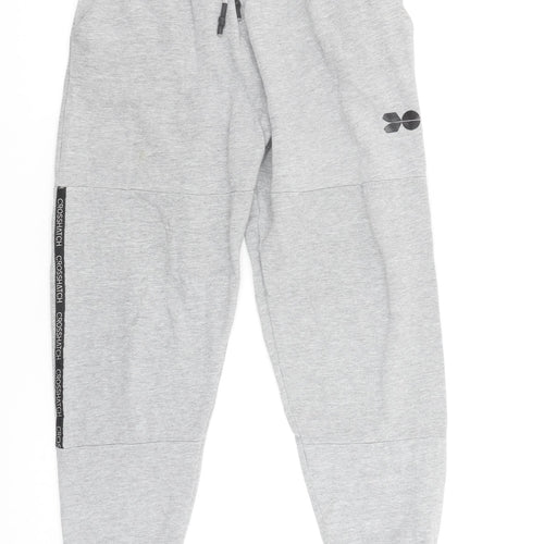 Crosshatch Boys Grey Jogger Trousers L Elastic Waist Fleece Casual Comfort