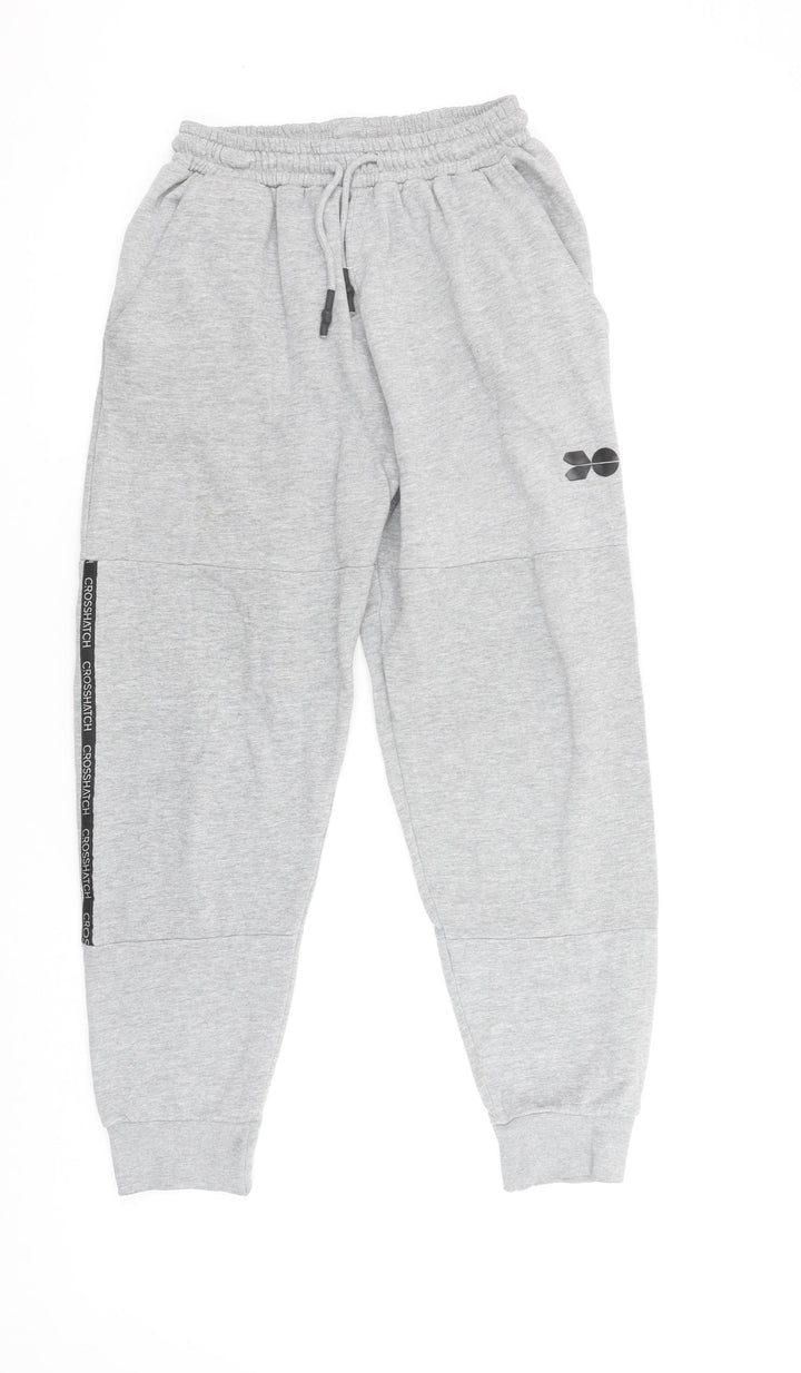 Crosshatch Boys Grey Jogger Trousers L Elastic Waist Fleece Casual Comfort