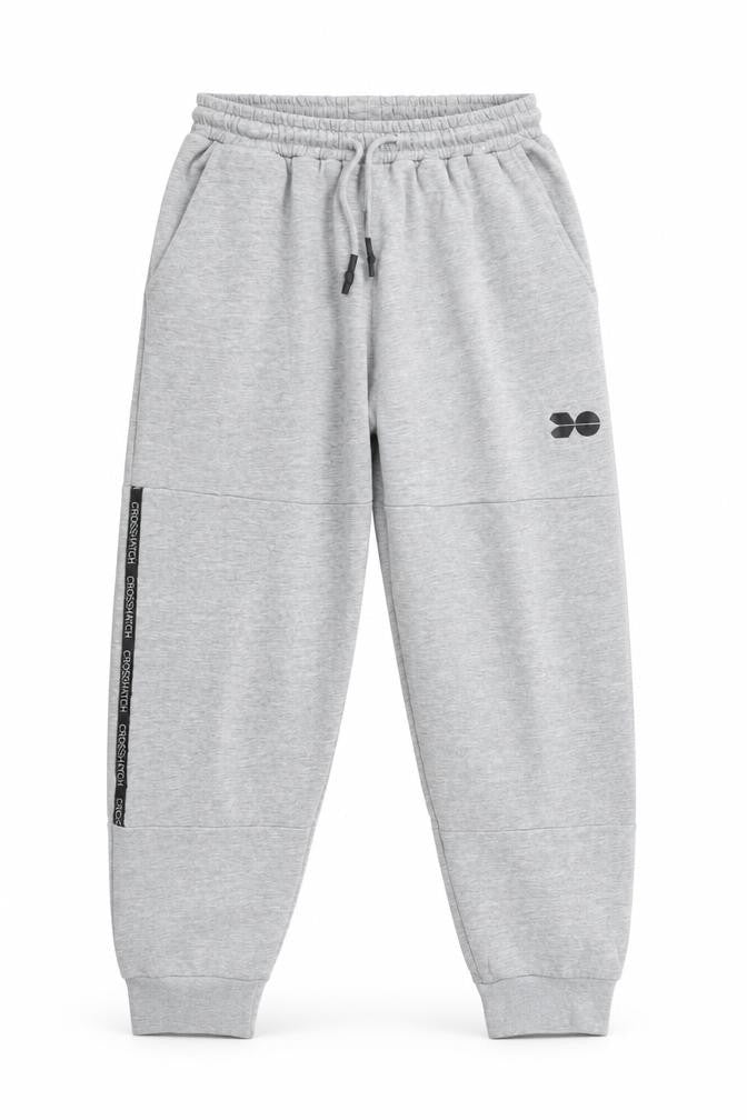 Crosshatch Boys Grey Jogger Trousers L Elastic Waist Fleece Casual Comfort