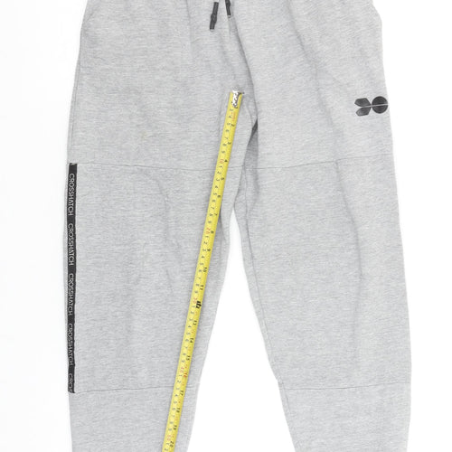 Crosshatch Boys Grey Jogger Trousers L Elastic Waist Fleece Casual Comfort
