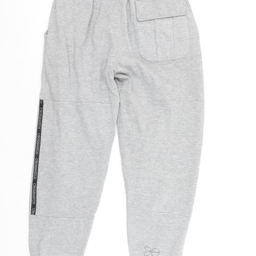 Crosshatch Boys Grey Jogger Trousers L Elastic Waist Fleece Casual Comfort