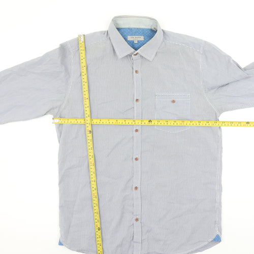 Ted Baker Men's Blue Check Long Sleeve Cotton Button-Up Shirt Size L