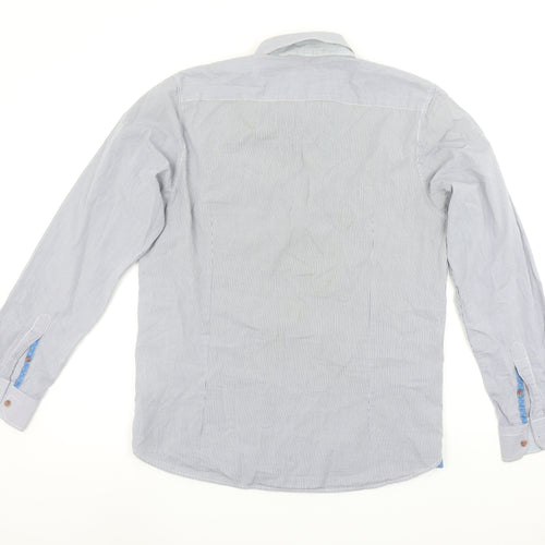 Ted Baker Men's Blue Check Long Sleeve Cotton Button-Up Shirt Size L