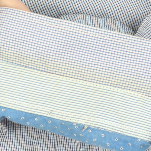 Ted Baker Men's Blue Check Long Sleeve Cotton Button-Up Shirt Size L