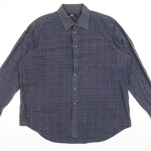 Marks and Spencer Men’s Blue Check Pure Cotton Twill Shirt Size 18