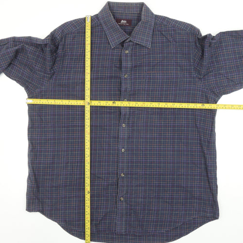 Marks and Spencer Men’s Blue Check Pure Cotton Twill Shirt Size 18