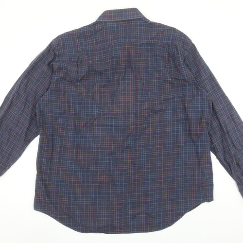 Marks and Spencer Men’s Blue Check Pure Cotton Twill Shirt Size 18