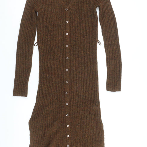 Jessica Simpson Women's Brown Knit Button Midi Dress XS