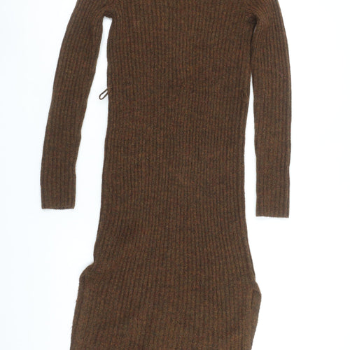 Jessica Simpson Women's Brown Knit Button Midi Dress XS