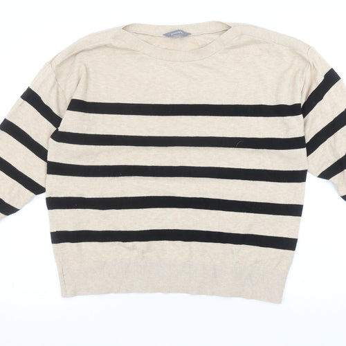 Principles Womens Beige Black Striped Knit Jumper Size L