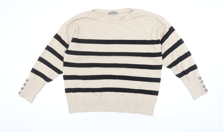 Principles Womens Beige Black Striped Knit Jumper Size L