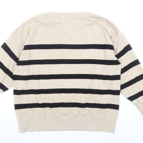 Principles Womens Beige Black Striped Knit Jumper Size L