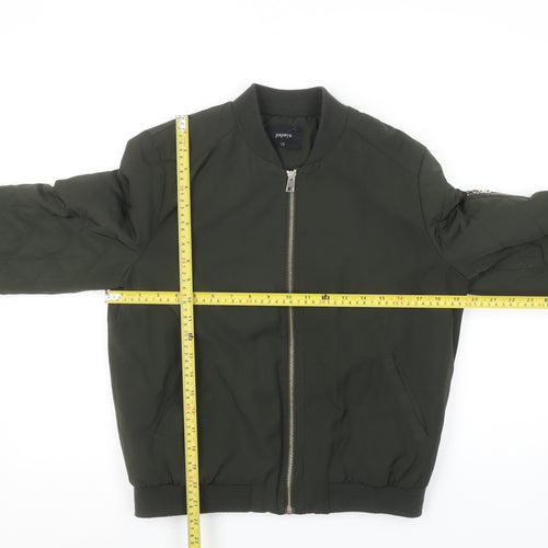 Papaya Women’s Green Bomber Jacket Size 10 Polyester Full Zip