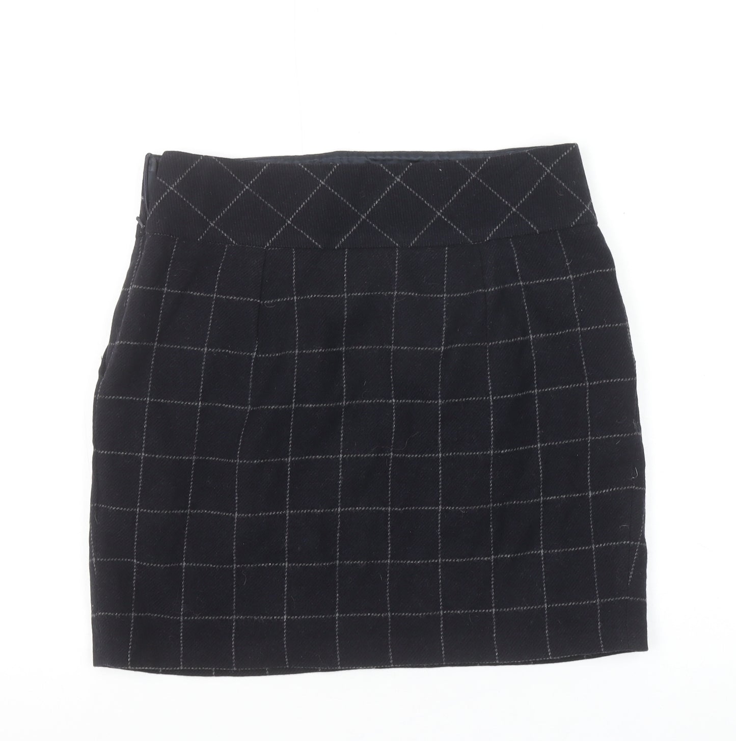 Crew Clothing Co. Women's Black Wool Check Pencil Skirt Size 10