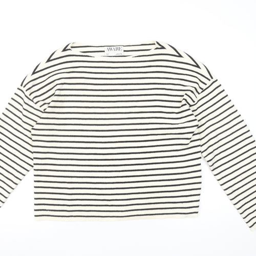 Vero Moda Women’s White Striped Boat Neck Knit Jumper Size S