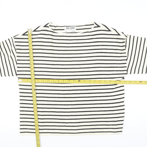Vero Moda Women’s White Striped Boat Neck Knit Jumper Size S