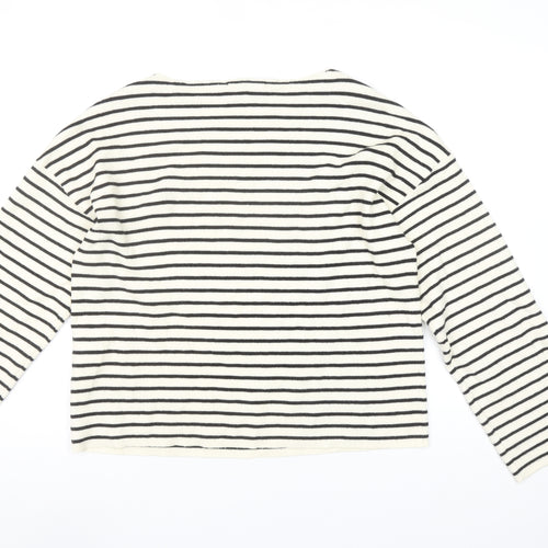 Vero Moda Women’s White Striped Boat Neck Knit Jumper Size S